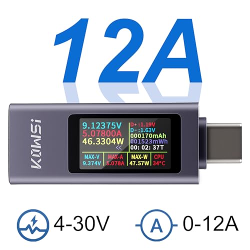 Image of 2Set USB C Tester Power Meter 4-30V 0-12A Type-C PD Digital Multimeter Voltage Current Tester Meter Power Bank Capacity Detector for USB Cable Charger