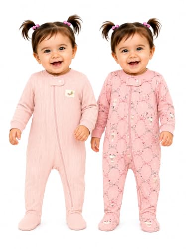 Image of TuddyBuddy Baby Girl's Cotton Printed Full Sleeves Sleepsuit /Footed Rompers for Baby Girl