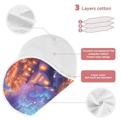 Muslin Burp Cloth for Baby 2PCS Halloween Horror Night Super Absorbent Burping Cloths, Bibs for Newborn Boys Girls 5