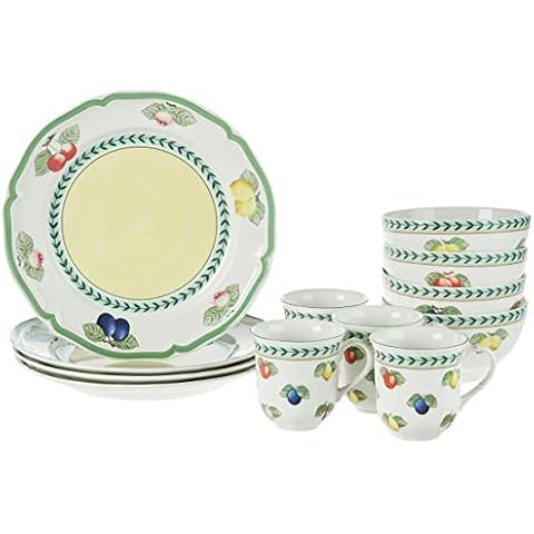 Villeroy & Boch French Garden 12-Piece Dinnerware Set, Service for 4, Plates, Bowls & Mugs, Premium Porcelain, Made in Germany Cover