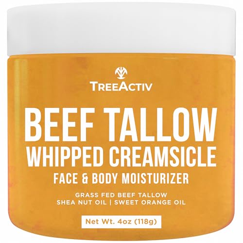 Beef Tallow Face Cream Body Moisturizer, All Natural Grass Fed Whipped Beef tallow For Skin, Deeply Hydrating & Nourishing Balm for Eczema Cracked Dry Itchy Irritated Skin Repair Skincare 4 fl oz