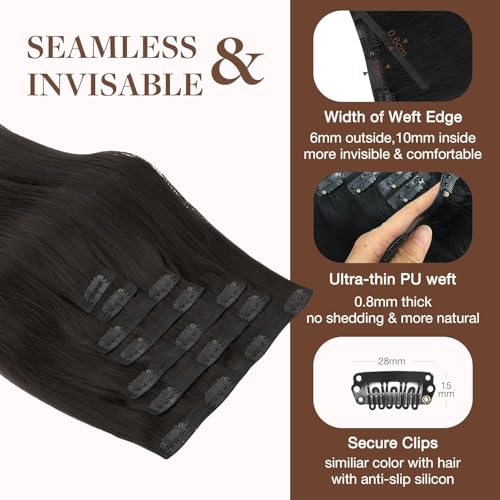 Image of GOO GOO Seamless Clip in Hair Extensions Real Human Hair Remy Extensions