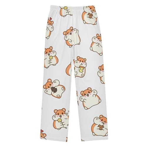 Cute Hamster Boys Pants Boys Athletic Pants Long Pant for Boy with Pockets Wide-Leg Size 6-14Y