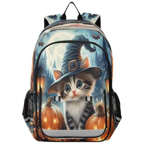 Kids Backpacks School Daypack College Bag Bookbag for Boys Girls Halloween Cat