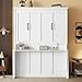 KEIKI Queen Size Wall Murphy Bed, Pine Wood Cabinet with Hidden Foldable Bed & Desk, Gas Strut Support for Guest Room, Bedroom, or Living Room, White