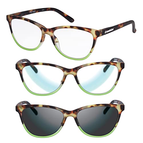 Croakies Petra Photochromic Eyewear | UV400 Sunglass and Bluelight Protective Eyeglass For Outdoor and HEV Devices | Bundle