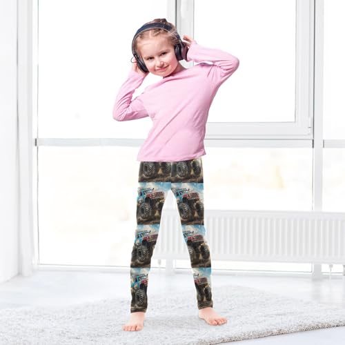 Monster Trucks Vintage Cars Girls Leggings Kids Yoga Pants Dance Active Tights 4T4