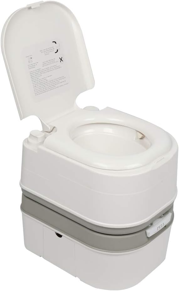 Portable Toilet 6.3 Gallon 24 L Outdoor Travel Toilet Camping Porta Potty,Portable Removable Flush Toilet Double Outlet RV Toilet for Camping,Hiking,Boating (Porcelain White)