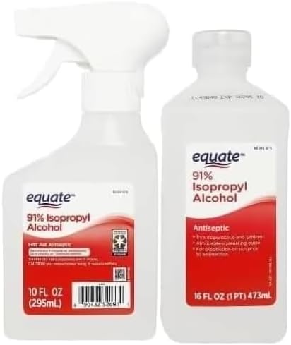 New Equate 91% Isopropyl Alcohol | Antiseptic & Cleaning Solution 10 Fl Oz Spray and 16 Fl Oz Bottles Bundle