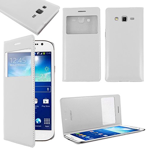 ebestStar - Coque Compatible avec Samsung Grand 2 Galaxy G7105 G7102 G7100 Etui Slim Housse Portefeuille Fenêtre View, Blanc [Appareil: 146.8 x 75.3 x 8.9mm, 5.25'']