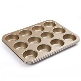 Muffin Pan Cupcake Pan, Non-Stick Baking Pan Heavy Duty Carbon Steel 12-Cup Muffin Tins Tray, Quick