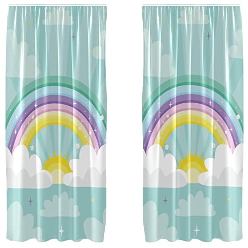 Cortinas de panel de 55x84 pulgadas con diseño de nubes arco iris para decorar dormitorios 2