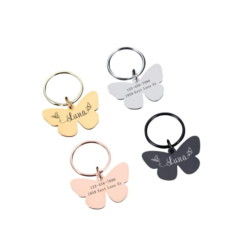 Luigi Butterfly Personalized Pet Name Tag Engraved Pet ID Tag Custom Dogs and Cats Dog Tag Engraved Dog Name Tags