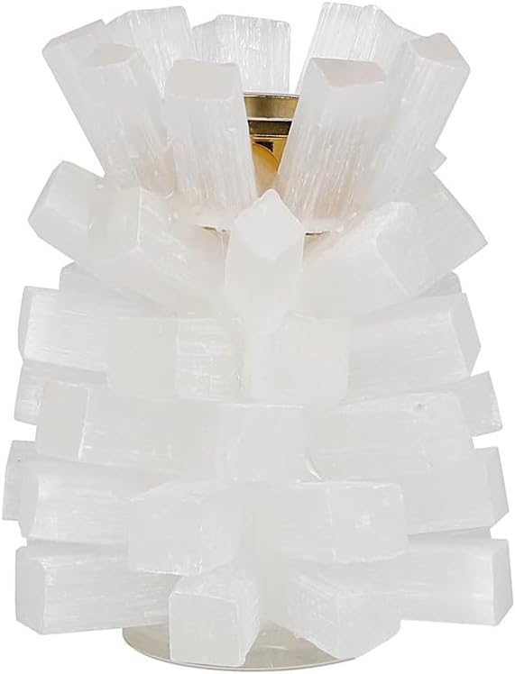 Natural White Selenite Stick Candle Holder, Handcrafted Crystal Tealight Holder, Decorative Stone Craft Ornament, 3.1" Height, 0.6 lb