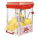 Nostalgia KPM200 2.5-Ounce Tabletop Kettle Popcorn Maker, Makes 10 Cups With Kernel & Oil Measuring Spoons and Scoop, Perfect for Birthday Parties, Movie Nights, Main, White/RED