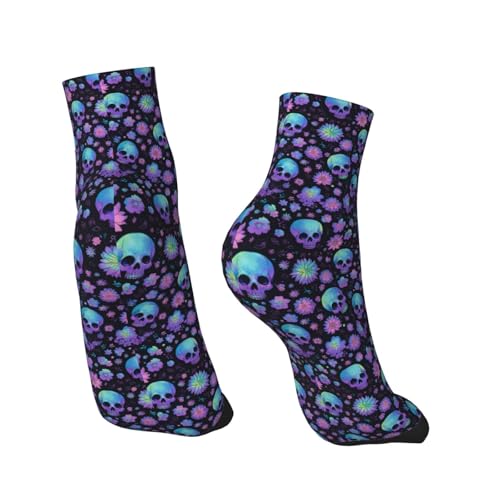 Purple Skull Flower Ankle Socks For Women Men-Low Cut Socks Crew Cute Womens Mens Ankle Sock2