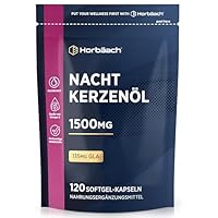 Nachtkerzenöl Kapseln Hochdosiert 1500mg | 120 Evening Primrose Oil Softgel Capsules | mit Omega 6 und GLA | von Horbaach