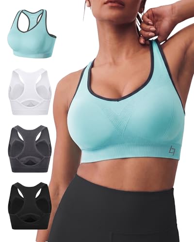 FITTIN Supportive Sports Bra for Large-Bust: 360° Stay Put Support - Full Coverage No Bouncing Zero-Pressure Comfort for Yoga Pilates - Racerback Wide Straps Bras for C-DDD Cups Plus Size Women