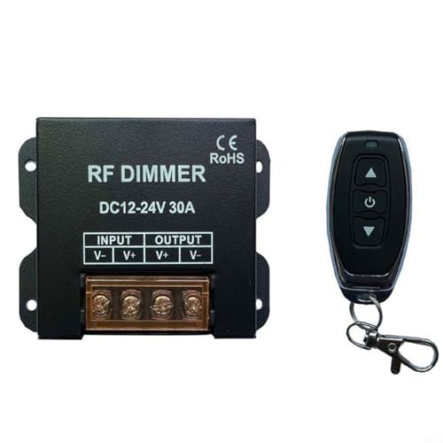 Aprilsunnyzone Dimmer a LED con telecomando wireless RF,Risparmio energetico per luci di striscia a LED,DC 12-24V 30A PWM Light Strip Dimmer,Controllo della luminosità