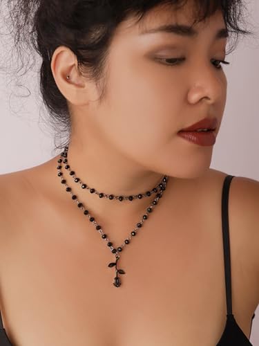 Sacina Black Rose Choker, Rose Necklace for Women, Gothic Goth Necklace, Halloween Christmas Jewelry Gift4
