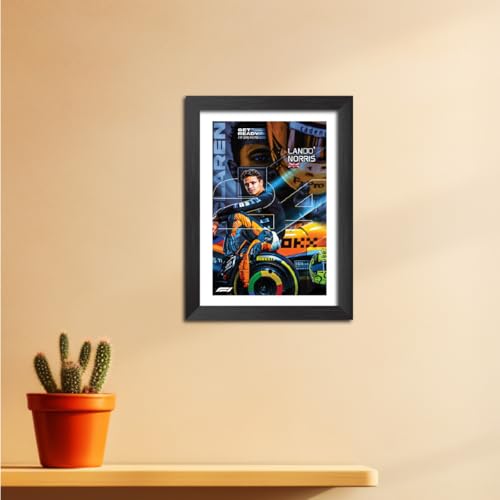 Image of TenorArts Lando Norris Poster F1 Driver Posters Formula One Photo Frame Painting with Matt Finish Dark Texture (12 inches x 9inches)