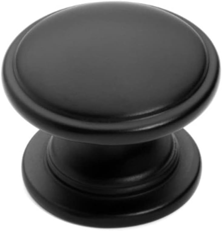 Dynasty Hardware K-80980-FB-25PK Cabinet Hardware Knob, Flat Black, 25-Pack