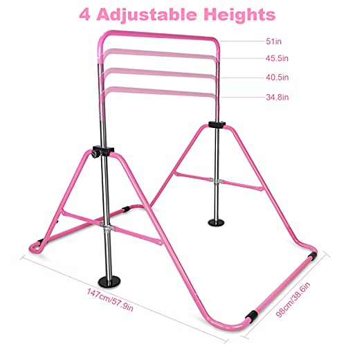 Kl Klb Sport Expandable Gymnastics Bars Kids Junior Kip Training Bars Equipment For Home, Folding Height Adjustable Horizontal Bars For 3-7 Years Old (Pink) #TOP1