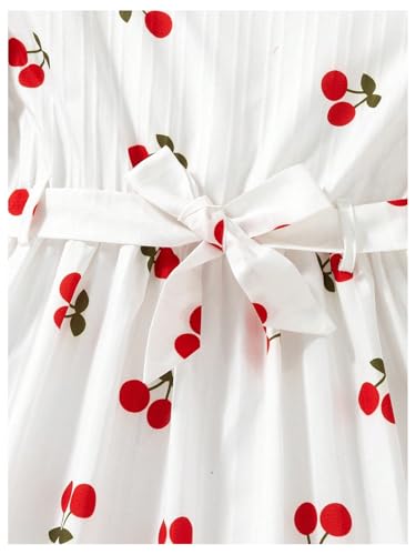 Girl's Cherry Print Dress Cute Ruffle Sleeve High Waisted A Line Flowy Vacation Dresses4