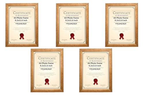 Image of A4 Size Photo Frame For wall hanging set of 5 golden Picture Frame For Home and Office Decoration, Size -8x12 Inches