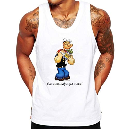 Regata Branca Masculina Popeye Frases Engraçadas Maromba (P)