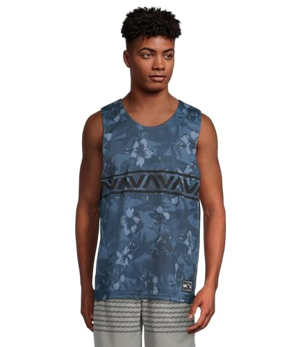 Camiseta sin Mangas de Malla Hawaiana RVCA Ropa de Verano Ligera Ajuste Regular para Hombre