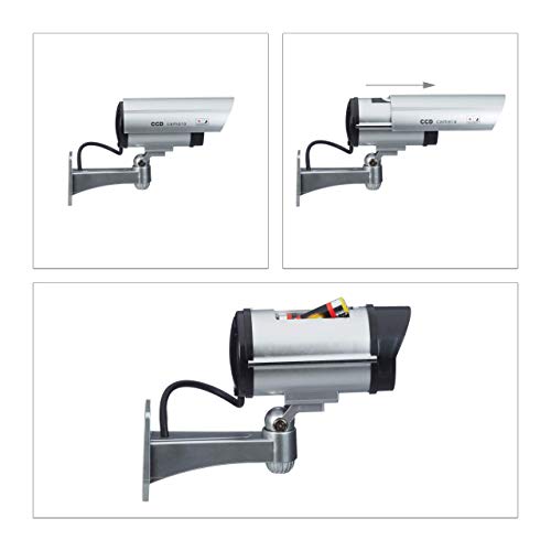 Relaxdays Dummy camera met LED-licht, wandhouder, voor binnen en buiten, dummy camera, beveiligingscamera, draadloos… - Image 5