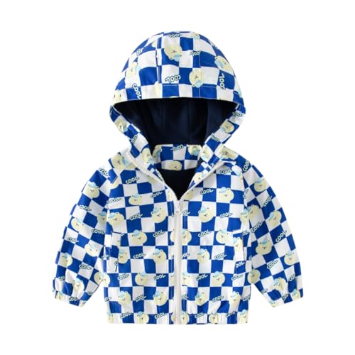 Baby Boy Color Blocked Cute Cartoon Printed Long Sleeved Zipper Jacket With Fleece And Hat Submachine Jacket