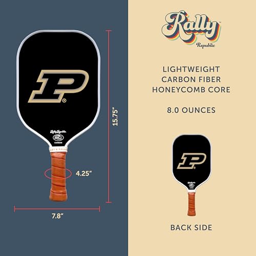 Rally Republic Officially Licensed Collegiate Pickleball Paddle - USA Pickleball Association Approved Racket - Lightweight Honeycomb Core, Carbon Fiber Exterior, Premium Leather Grip for Comfort by Rally Republic - Image 6