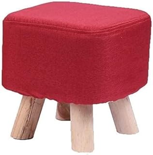 Foot Stool Footrest Cloth Linen Bedroom Living Room Breathable Detachable-Footstool Sofa Stool Wooden Bench Seat (Color : Blue) (Null Purple) (Red)
