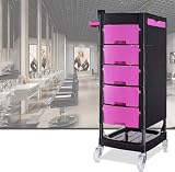 Wózek Salon Cart Durable Abs Wózek Salon Cart 5 Dużych Szuflad Wózek Z Kółkami Wózek Użytkowy Do Przechowywania Stacji Salonowych Szafka(Bianco)