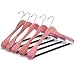 Amber Home 5 Pack Aromatic American Red Cedar Wooden Coat Hangers, Suit Hanger, Jacket Hanger, Clothes hangers with Velvet Pant Bar Natural Color Smooth Finish (17.52''Lx2.30''W)