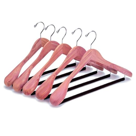 Amber Home 5 Pack Cedar Wood Suit Coat Hangers with Extra Wide Shoulder