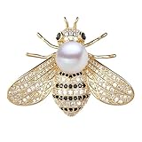 Colorful Rhinestone Crystal Bee Brooch Vintage Bee Pearl Lapel Pin Fashion Shell Pearl Insect Animal Pin Jewelry Gift for Women-4