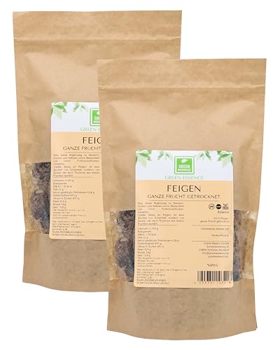 Getrocknete Feigen 1kg ungeschwefelt ganze Früchte ohne Schwefel natürlicher veganer Snack und Trockenfrüchte für Müsli Bowls Backen und Käseplatte von Grüne Essenz GmbH