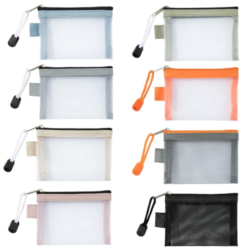 Mini Toiletry Bag with Zip, Small Mesh Purse, Cosmetic Case, Storage Bag, Portable Travel Organiser for Lipstick, Data Cable, Headphones Travel Accessories (Pack of 8), multicoloured, Fashion Mini Toiletry Bag with Zip, Small Mesh Purse, Cosmetic Case, Storage Bag, Portable Travel Organiser for Lipstick, Data Cable, Headphones Travel Accessories (Pack of 8), multicoloured, Fashion