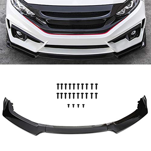 ECCPP 3pcs Front Bumper Lip Splitter fit for compatible with 2016-2019 for Honda Civic Hatchback Glossy Black Trim Protection Splitter Spoiler