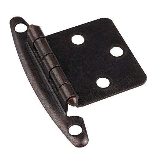 Decobasics (25 Pairs Pack/50 Pcs) Brushed Bronze, Non Self Closing/Free Swinging Variable Overlay Flush Cabinet Hinge #TOP10