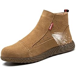 Zapato De Soldador Zapatos de trabajo Soldadores de cuero para mujer Botas de seguridad soldadoras de soldadura, zapatos de trabajo cómodos a prueba de puntas, zapatos de altas cremallera lateral de la parte superior de