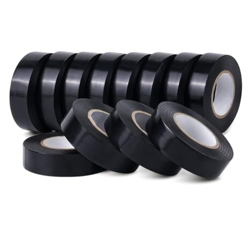 Ruban adhésif électrique en PVC noir CHUANGSEED de 19 mm x 20 m pour isolation en lot de 12