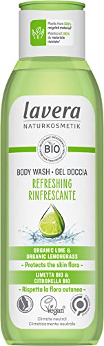 lavera Body Wash Refreshing, Protects the skin flora, Natural Cosmetics, Vegan, With organic lime and organic lemongras