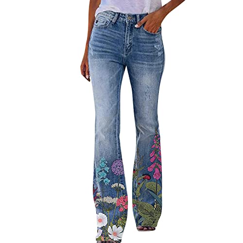 HNHN Bolsas De Viaje Mujer Jeans Pantalones Sueltos Casuales Estampados de opción múltiple Largos para Mujer, cómodos Pantalones Micro Acampanados Mallas Correr Mujer Cortas