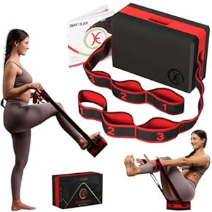 Yoga Block with Integrated Resistance Band, Innovative Design Premium 2in1 Multipurpose EVA Foam Brick for Stretching, Yoga, Pilates, Strength Training, Physio & Rehab by Smart Block