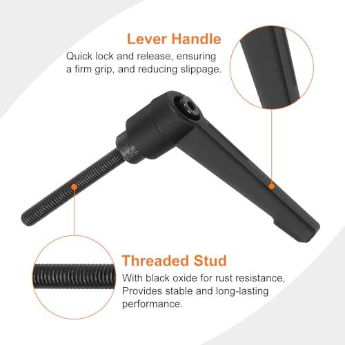 Image of uxcell 4Pcs M5 x 40mm Adjustable Knobs Handle Male Thread Push Button Ratchet Quick Release Locking Rotating Bolt for Lathe Machinery, Black