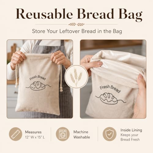 Simply H&K Bread Warmer Basket with Stone - Includes Reusable Bread Bag - 11" Round Basket with 10" Terracotta Stone - House Warming Gifts for Bakers - Instructions for use and cleaning - Image 7